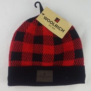 New Woolrich red buffalo knit cuff beanie